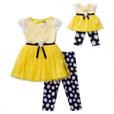 "Sweet as a Daisy" Legging Set with Matching Outfi Matching Clothes