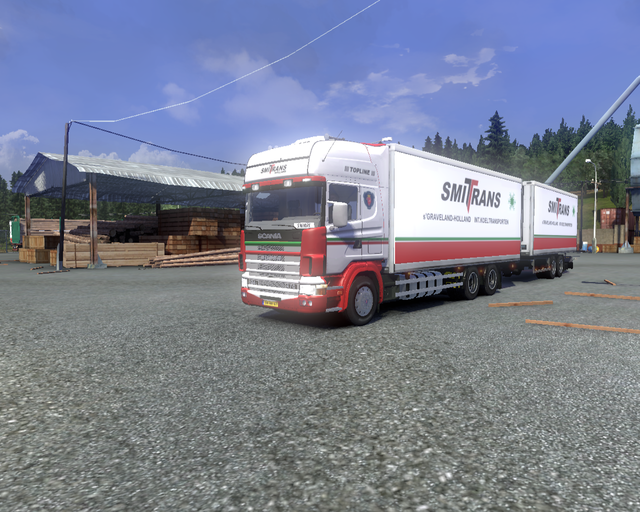 ets2 Scania 124L 470 6x4 BDF + Tandem Smittrans In prive skin ets2