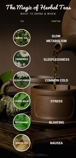 Herbal teas ginger tea, peppermint, lemon balm, el DietFormula.info