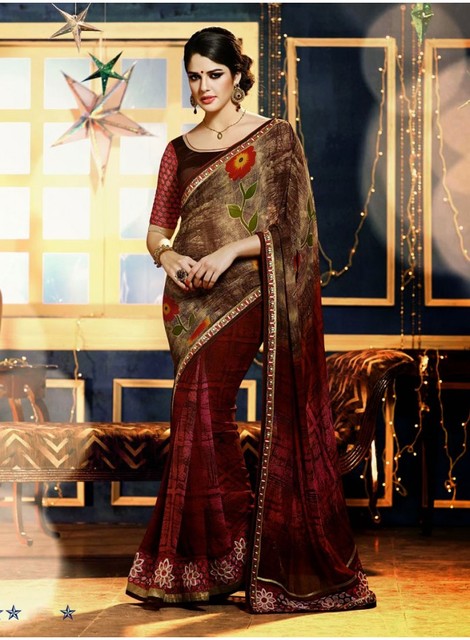 Brown Color Saree Designer Indian Sarees Collection At Lushika.com