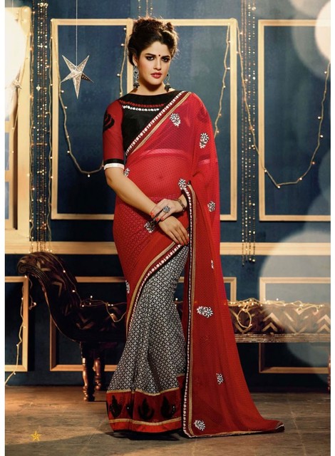 Maroon And Off White Color Saree Designer Indian Sarees Collection At Lushika.com