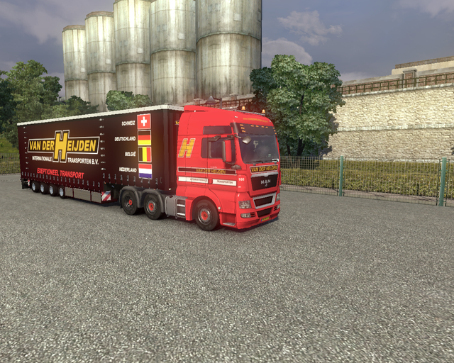 ets2 Man TGX 6x2 + Jumbo Curtainsider van der Heij prive skin ets2