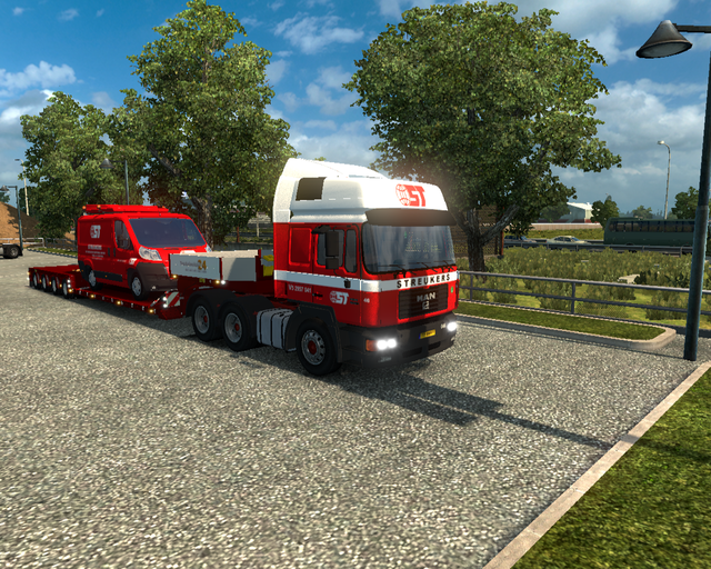 ets2 Man F2000 6x4 + dieplader begeleiding Streuke prive skin ets2