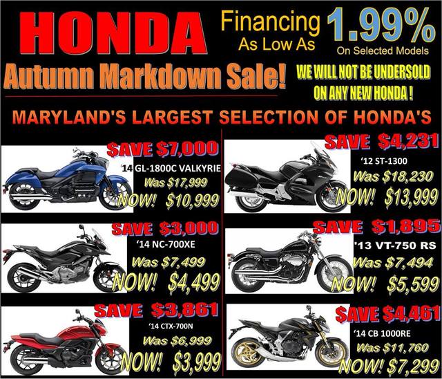 Honda Autumn Sales are happening NOW! Peteâ€™s Cycle Company, Inc. SEVERNA PARK