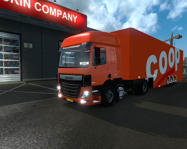 ets2 Daf CF 4x2 + 2Win Trailer COOP Supermarkten 1 prive skin ets2