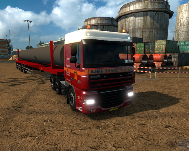 ets2 Daf XF 105 6x2 + Tube trailer A prive skin ets2