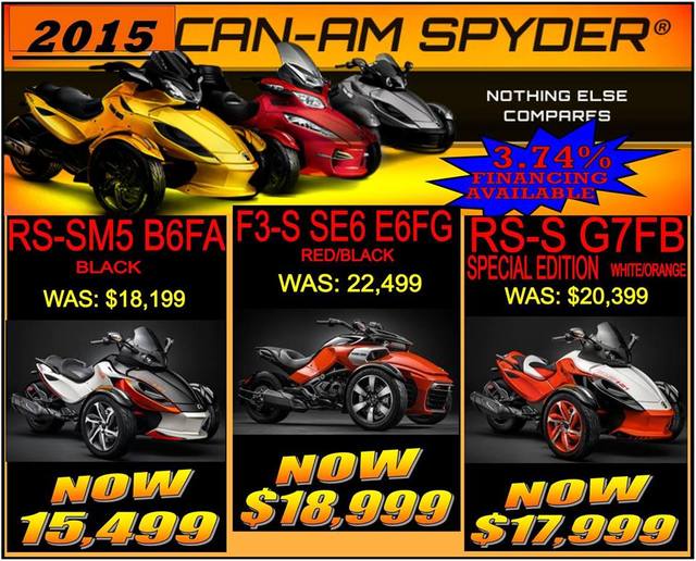2015 CAN-AM SPYDERs for sale at Pete's Cycle Pete’s Cycle Company, Inc. BEL AIR