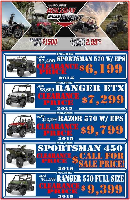 Polaris Holiday Sales Event happening NOW at Pete' Peteâ€™s Cycle Company, Inc. BEL AIR