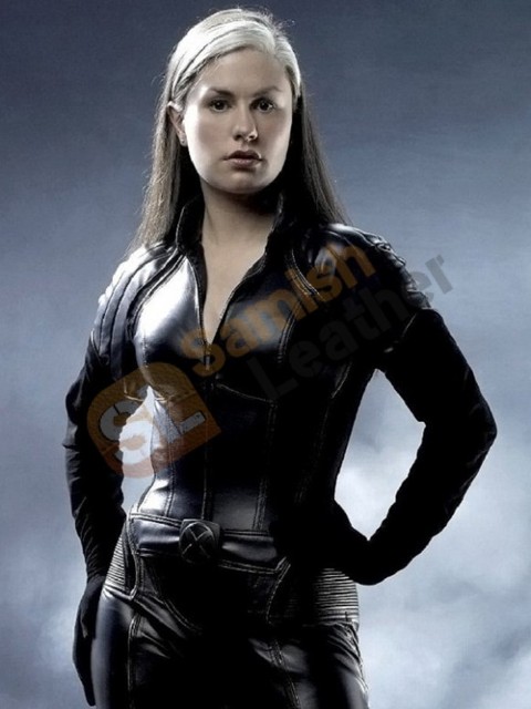 Aanna-Paquin-X-Men-Rogue-Black-Jumpsuit-Leather-Ja Celebrities Leather Jackets
