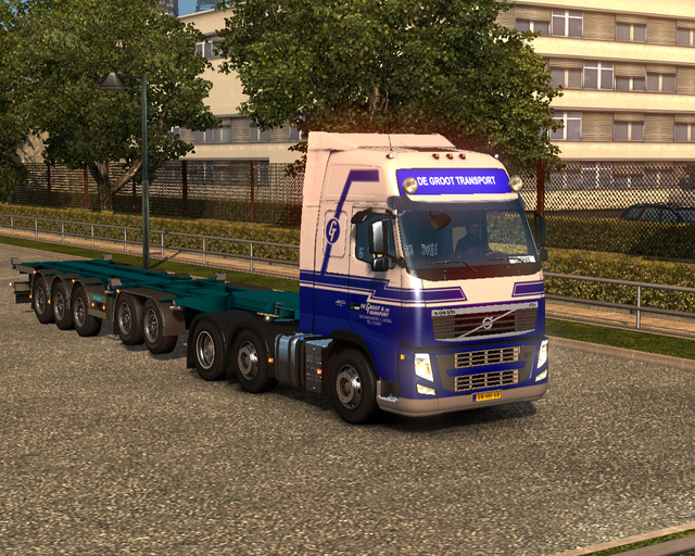 ets2 Volvo Fh 6x2 + empty d-tec trailer De Groot t prive skin ets2