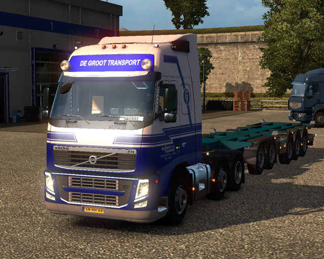 ets2 Volvo Fh 6x2 + empty d-tec trailer De Groot t prive skin ets2