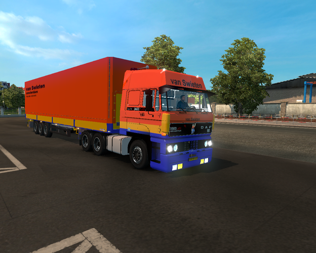 ets2 Daf 3600 6x4 + Schmitz Schuifzeil trailer van prive skin ets2