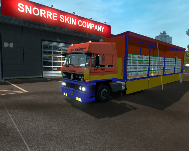 ets2 Daf 3600 6x4 + Schmitz Schuifzeil trailer van prive skin ets2