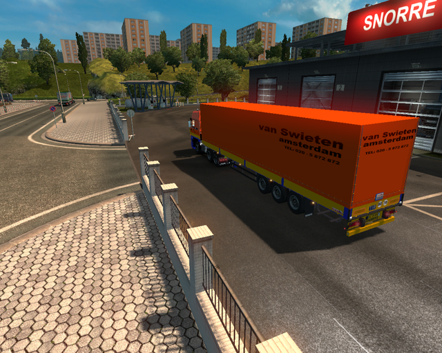 ets2 Daf 3600 6x4 + Schmitz Schuifzeil trailer van prive skin ets2