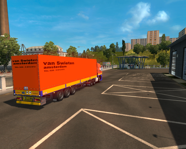 ets2 Daf 3600 6x4 + Schmitz Schuifzeil trailer van prive skin ets2