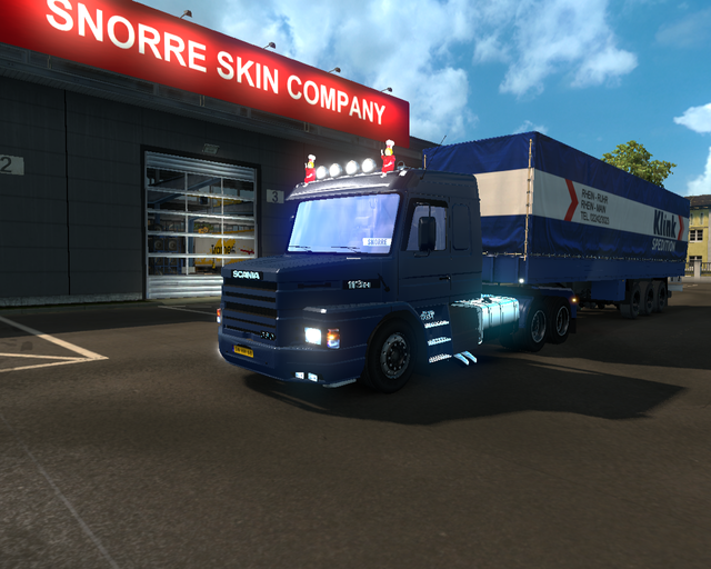 ets2 Scania 113H 6x4 + 3 achsplane trailer Klink S prive skin ets2