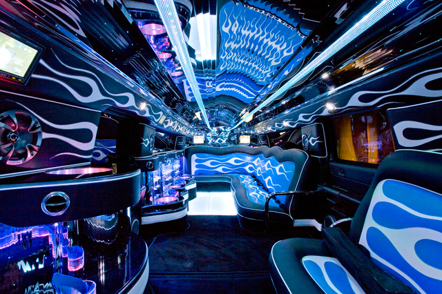 Multi Neon lit Party Bus Interior Picture Box