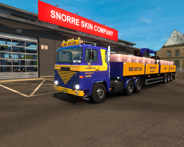 ets2 Scania 141 V8 6x4 + steen trailer Raamsman Tr prive skin ets2