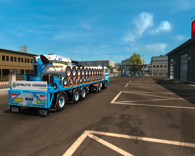 ets2 Daf 2800 4x2 + Floor trailer rioleringsbuizen prive skin ets2