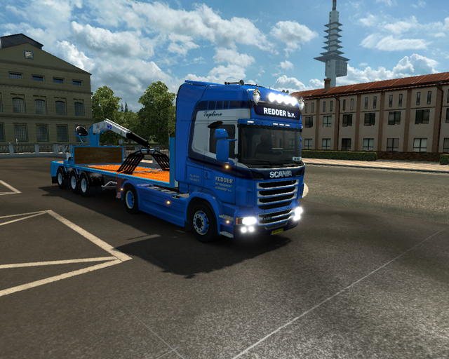 ets2 Scania R360 4x2 + Lege steentrailer ( Floor)  prive skin ets2