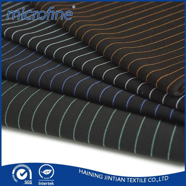 customized polyester men's stripe pattern suit fab HaiNing JinTian Textile Co.,Ltd