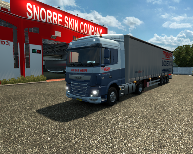 ets2 Daf XF euro6 4x2 + Curtainside forklift van d prive skin ets2