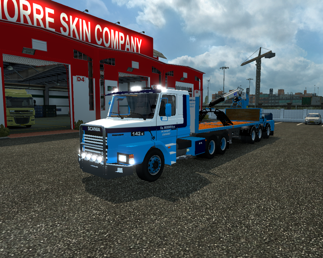 ets2 Scania T 142e 6x4 + Lege Steentrailer Redder  prive skin ets2