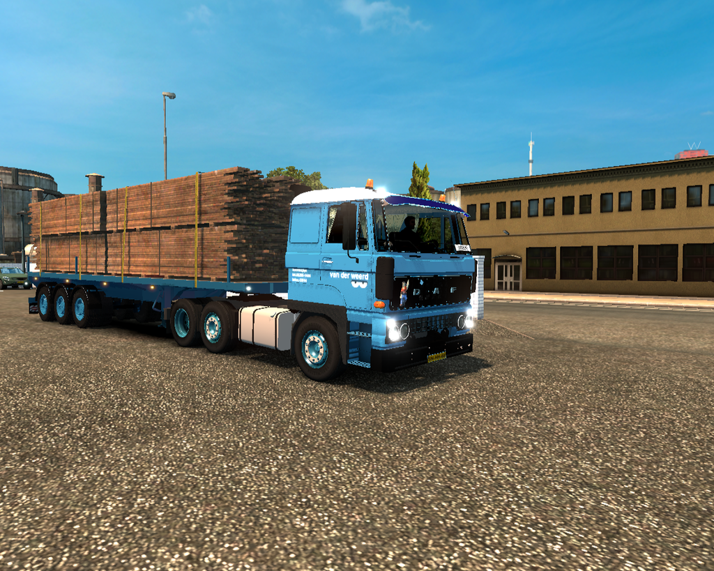 ets2 Daf 3300 6x2 + Flatbed trailer hout van der W - prive skin ets2
