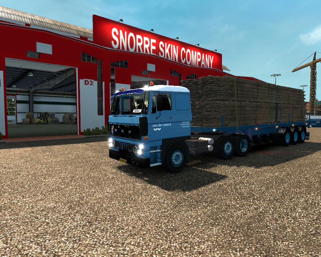 ets2 Daf 3300 6x2 + Flatbed trailer hout van der W - prive skin ets2