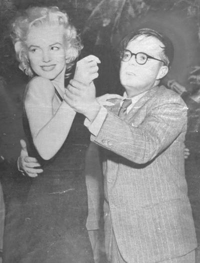 At El Morocco in 1955, Truman Capote dances with M Andy-Warhol ( Gold Thinker) Early 1960's Andy Warhol Painting- "A Gold Marilyn 'Comparable' Masterpiece"  "EVIDENCE RESEARCH WEBSITE" Viewing Only