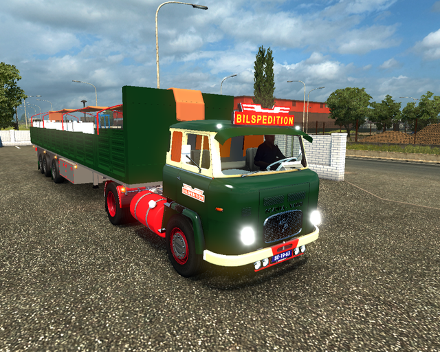 ets2 Scania LB76 (1963) 4x2 + 3 asser huiftrailer  prive skin ets2