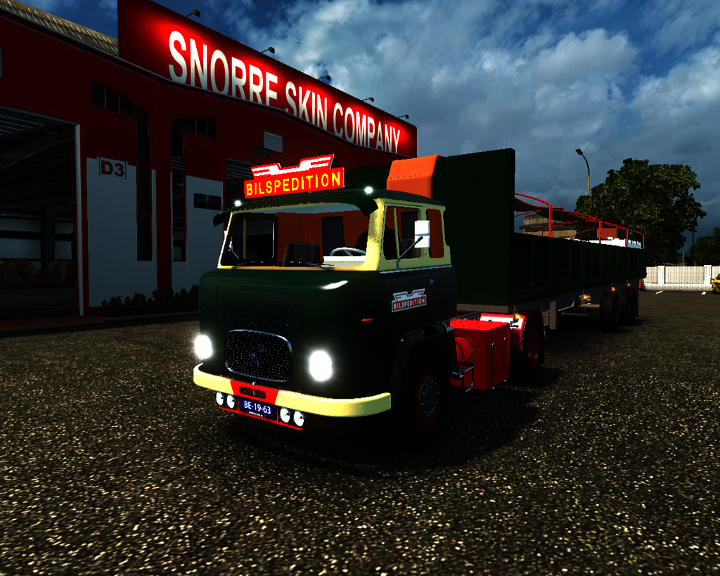 ets2 Scania LB76 (1963) 4x2 + 3 asser huiftrailer  - prive skin ets2