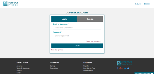 Jobseeker Login – Perfectprofile.net Perfect profile