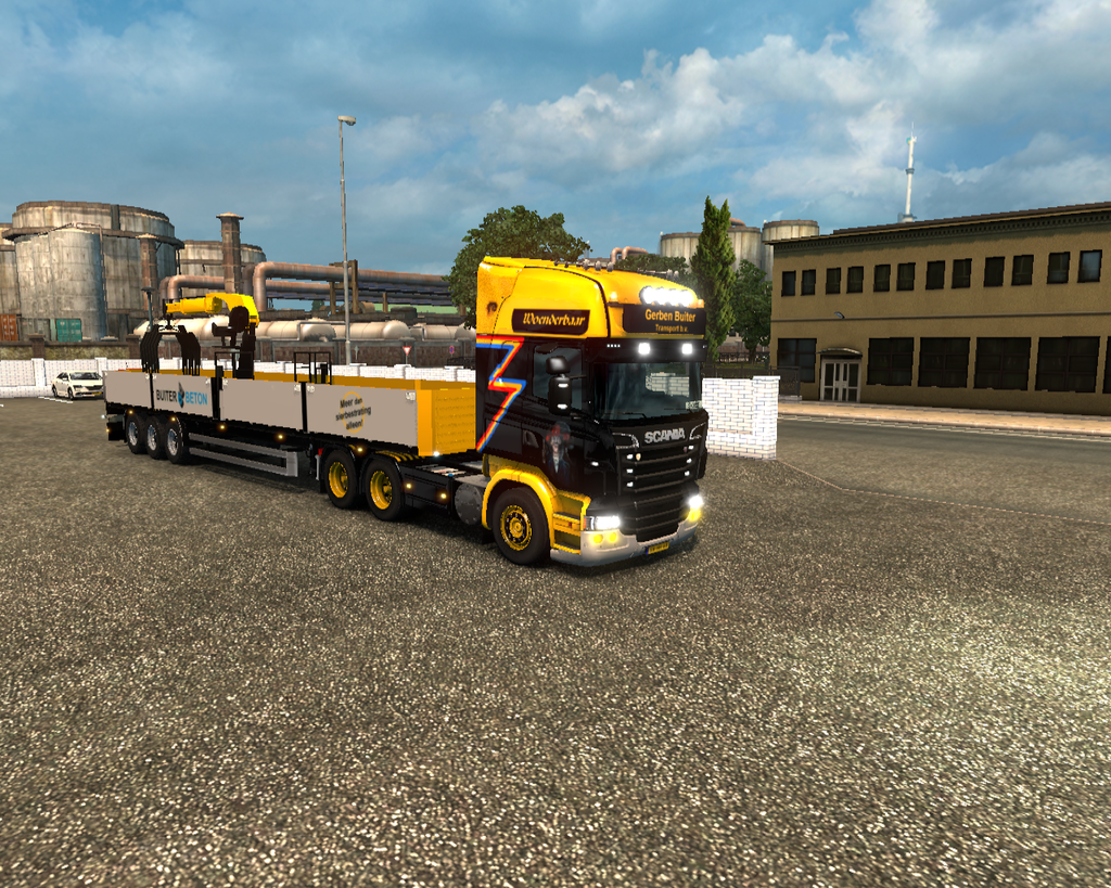 ets2 Scania R 6x4 + lege steentrailer Gerben Buite - prive skin ets2