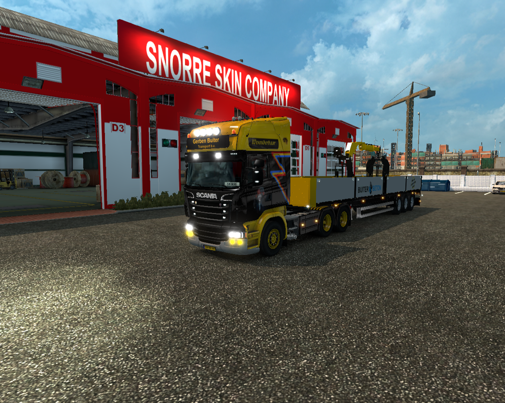 ets2 Scania R 6x4 + lege steentrailer Gerben Buite - prive skin ets2