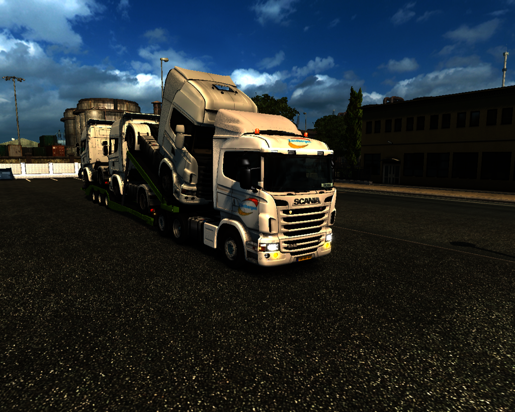 ets2 Scania R 4x2 + autotrailer Met 3 scania's Zan - prive skin ets2