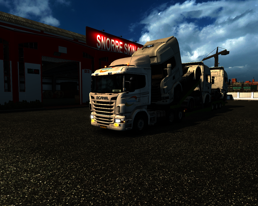 ets2 Scania R 4x2 + autotrailer Met 3 scania's Zan - prive skin ets2