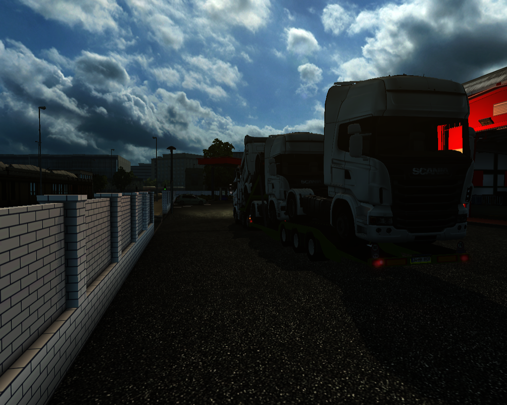 ets2 Scania R 4x2 + autotrailer Met 3 scania's Zan - prive skin ets2