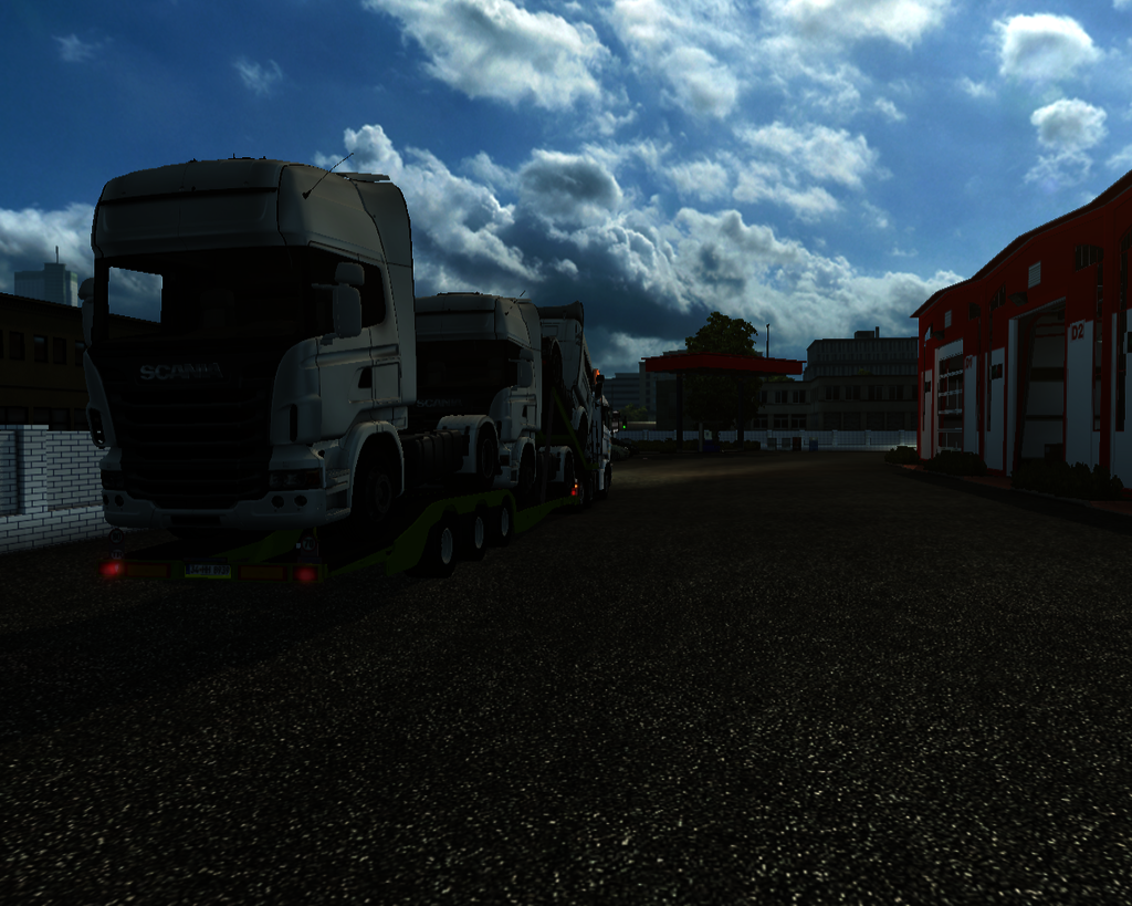ets2 Scania R 4x2 + autotrailer Met 3 scania's Zan - prive skin ets2