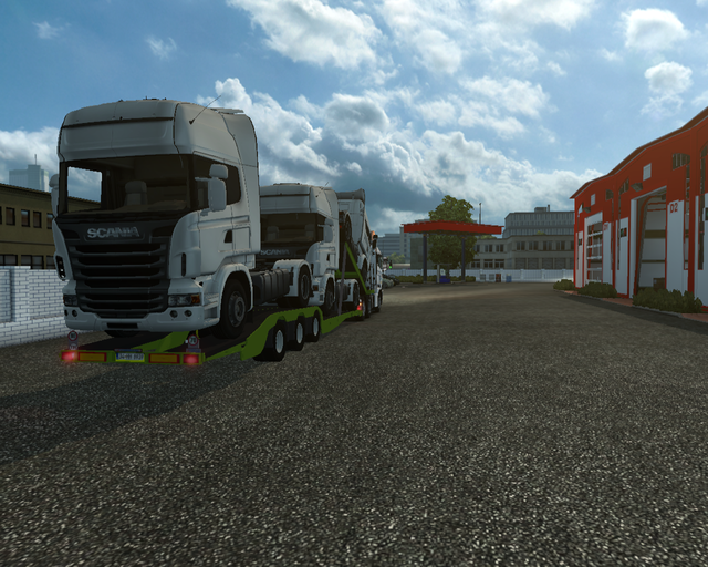 ets2 Scania R 4x2 + autotrailer Met 3 scania's Zan prive skin ets2