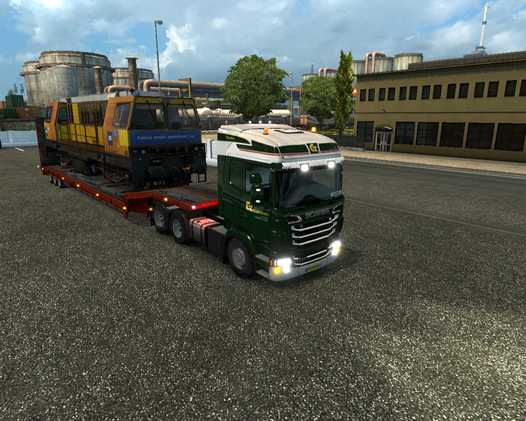 ets2 Scania R730 6x4 + Dieplader met stopmachine G - prive skin ets2