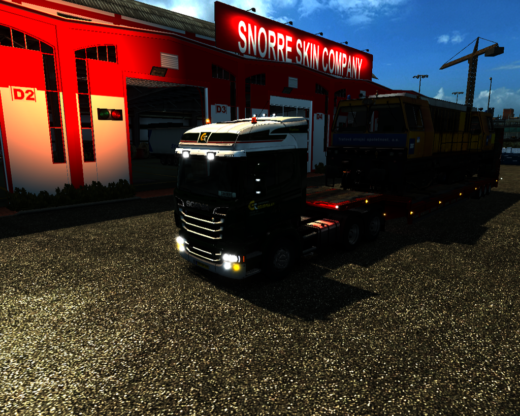 ets2 Scania R730 6x4 + Dieplader met stopmachine G - prive skin ets2