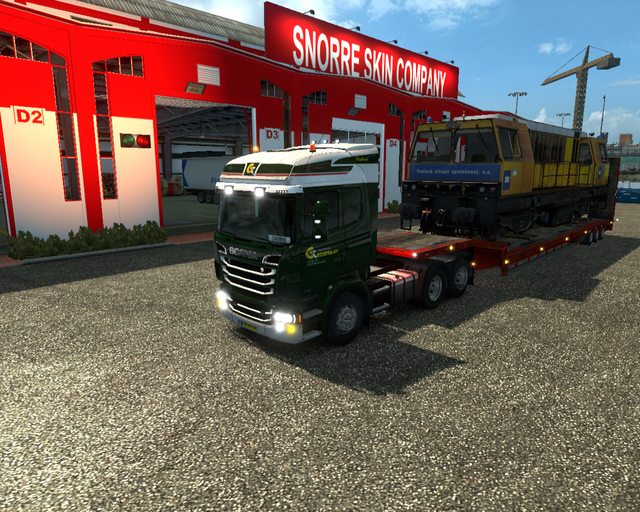 ets2 Scania R730 6x4 + Dieplader met stopmachine G prive skin ets2