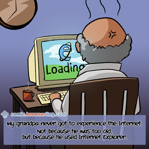 Granddad surfing the Web - Web Joke Tech Jokes