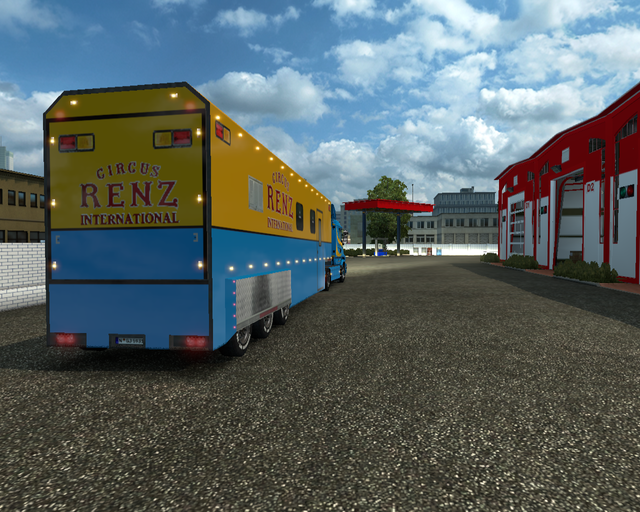 ets2 Scania T280 4x2 + Caravan trailer Circus RenZ prive skin ets2