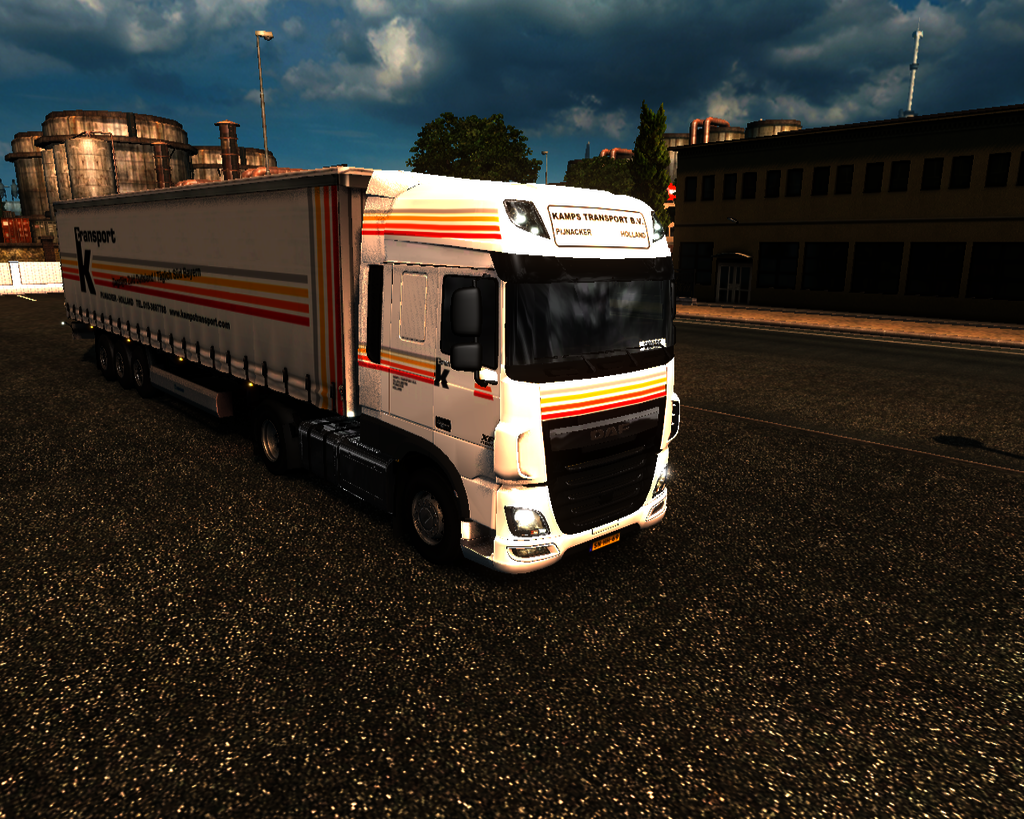 ets2 Daf XF E6 4x2 Schuifzeiltrailer Kamps Transpo - prive skin ets2