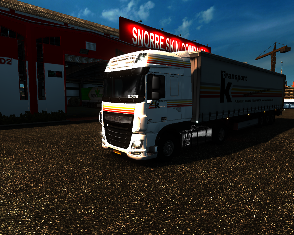 ets2 Daf XF E6 4x2 Schuifzeiltrailer Kamps Transpo - prive skin ets2