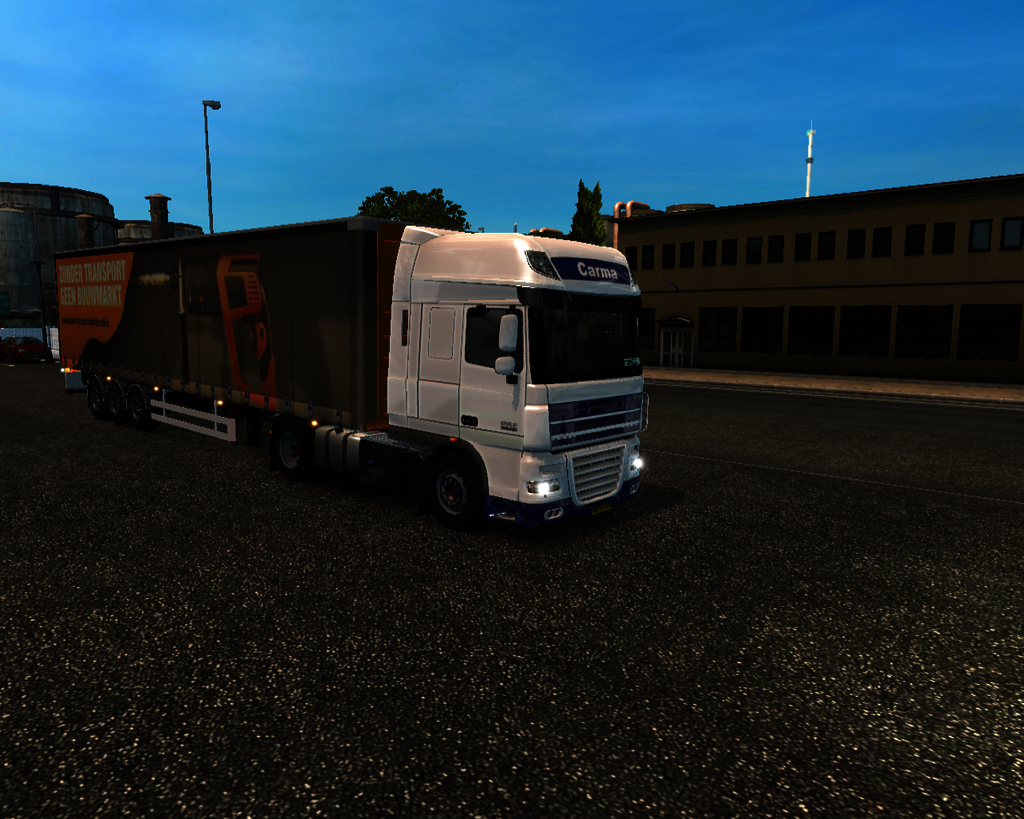 ets2 Daf XF 105 4x2 + Schuifzeiltrailer met forkli - prive skin ets2