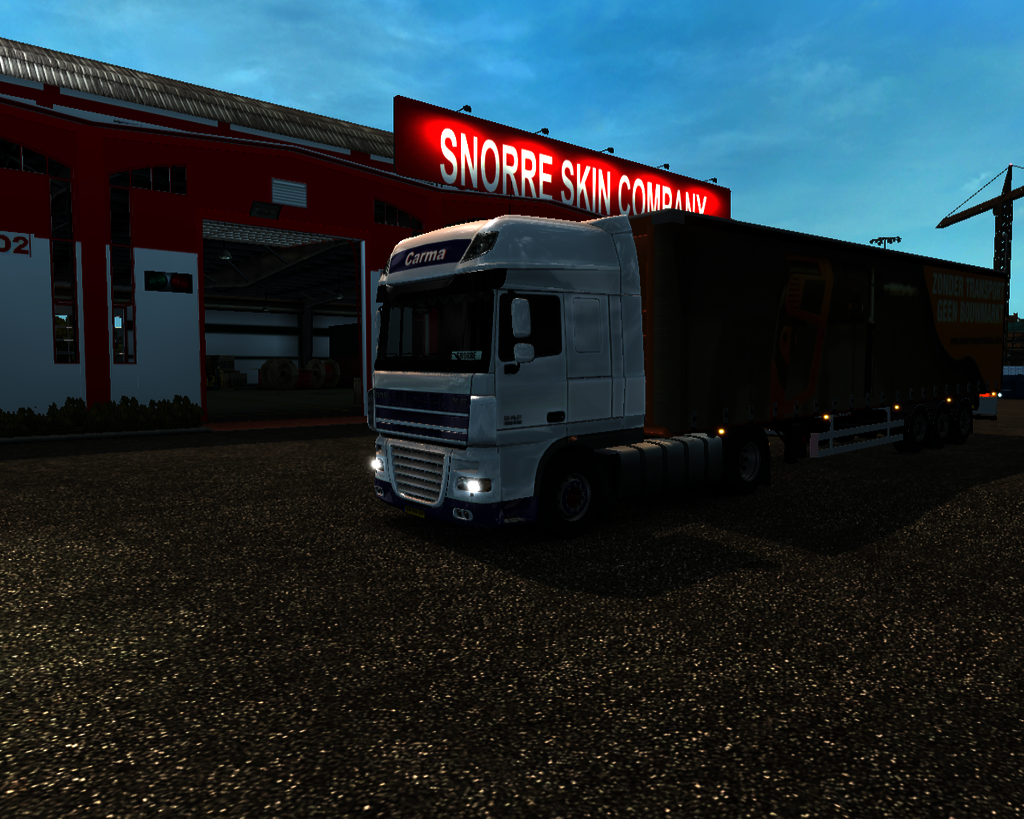 ets2 Daf XF 105 4x2 + Schuifzeiltrailer met forkli - prive skin ets2