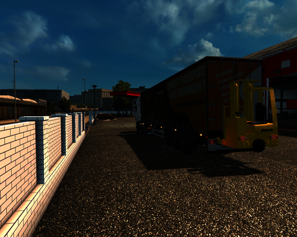 ets2 Daf XF 105 4x2 + Schuifzeiltrailer met forkli - prive skin ets2